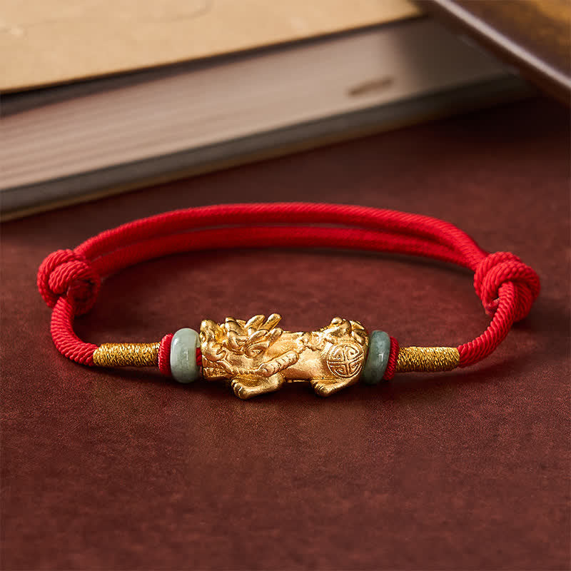 Copper Pi Xiu Wealth Red String Bracelet