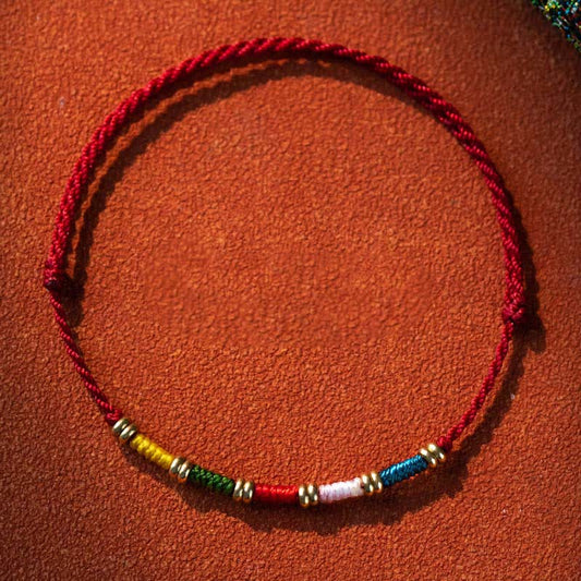 Hand Woven Colorful Red String Protection Tibetan Adjustable Bracelet