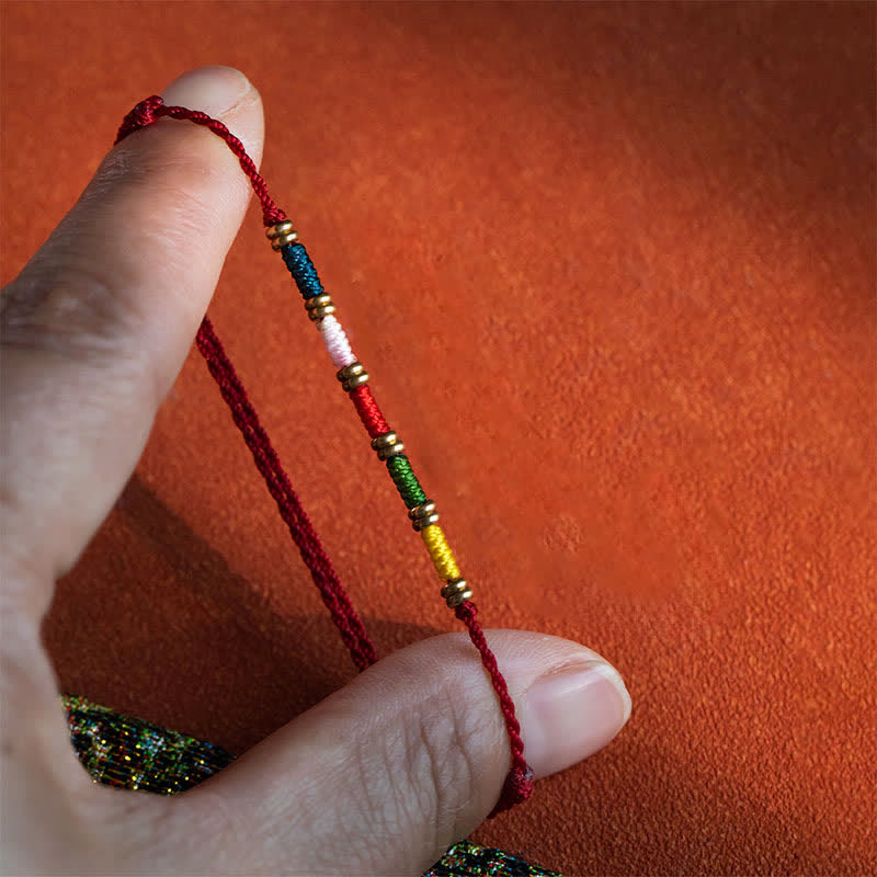 Hand Woven Colorful Red String Protection Tibetan Adjustable Bracelet