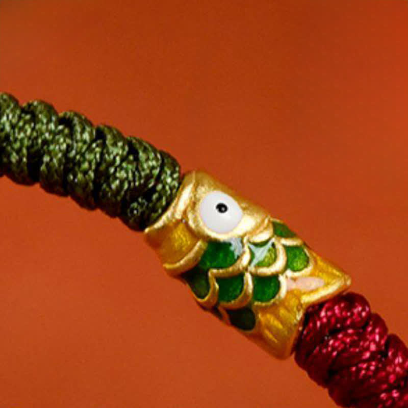 999 Gold Braided Colorful Red Green String Koi Fish Luck Bracelet Anklet