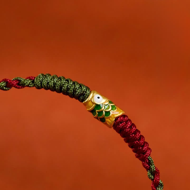 999 Gold Braided Colorful Red Green String Koi Fish Luck Bracelet Anklet