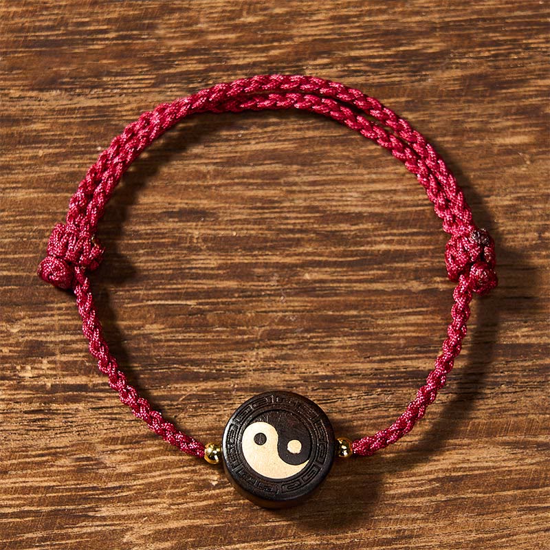 Ebony Wood Bagua Grounding Red String Bracelet