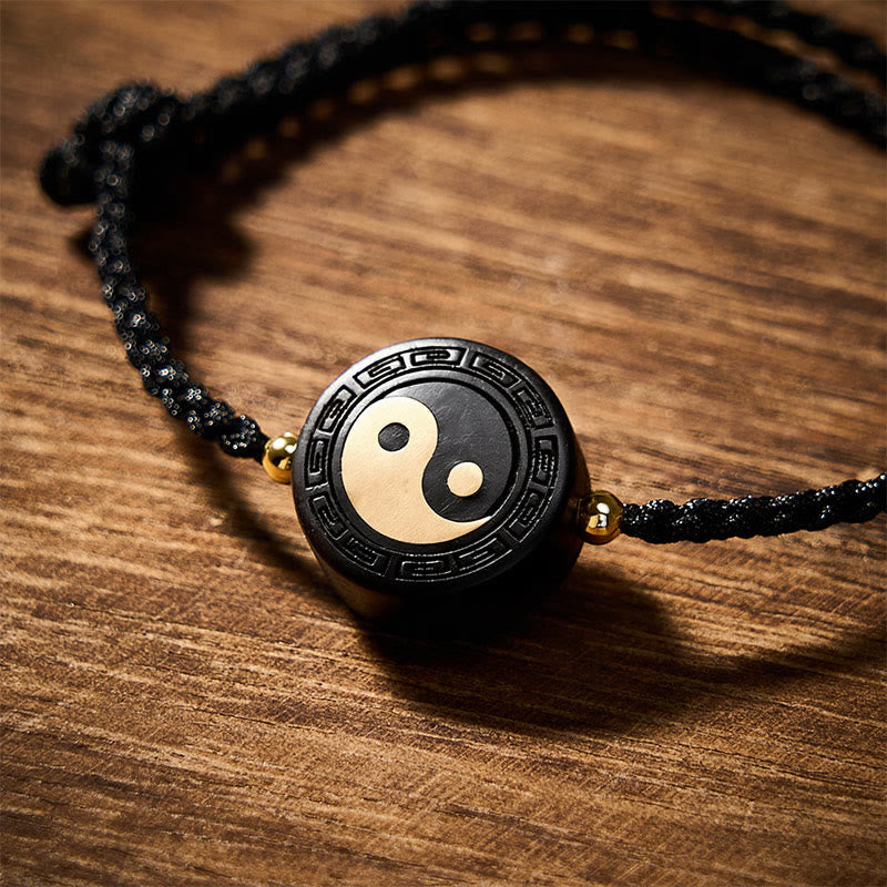 Ebony Wood Bagua Grounding Red String Bracelet