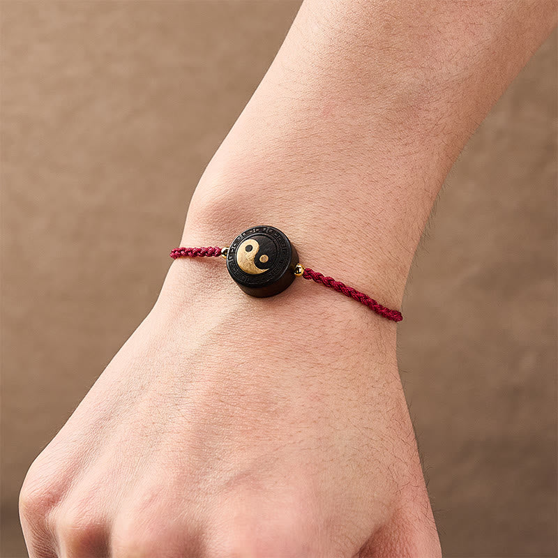 Ebony Wood Bagua Grounding Red String Bracelet