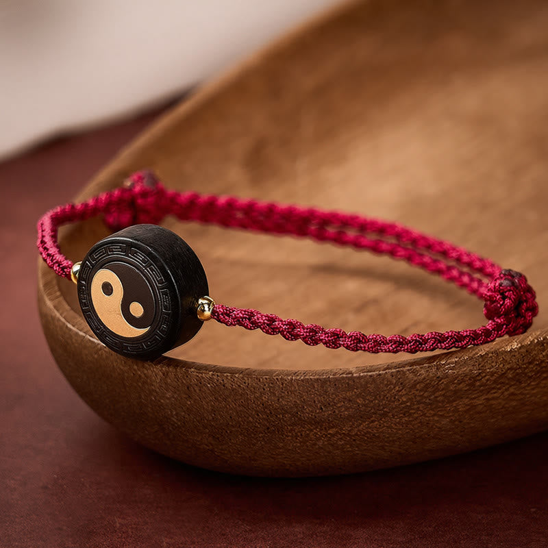 Ebony Wood Bagua Grounding Red String Bracelet