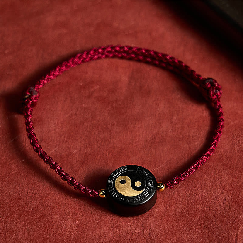Ebony Wood Bagua Grounding Red String Bracelet