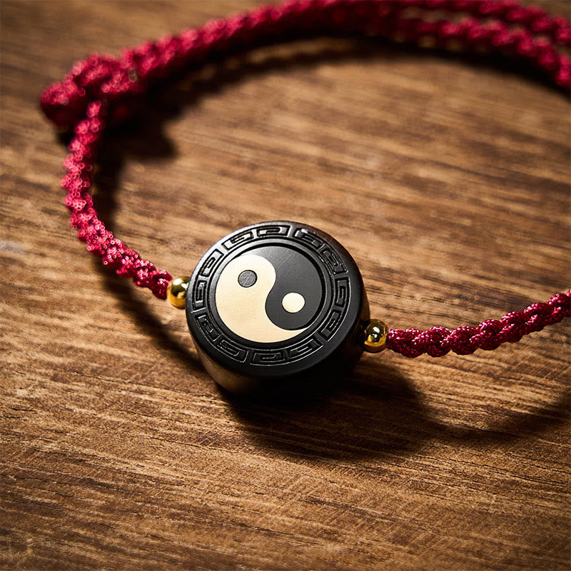 Ebony Wood Bagua Grounding Red String Bracelet