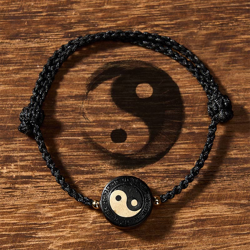 Ebony Wood Bagua Grounding Red String Bracelet