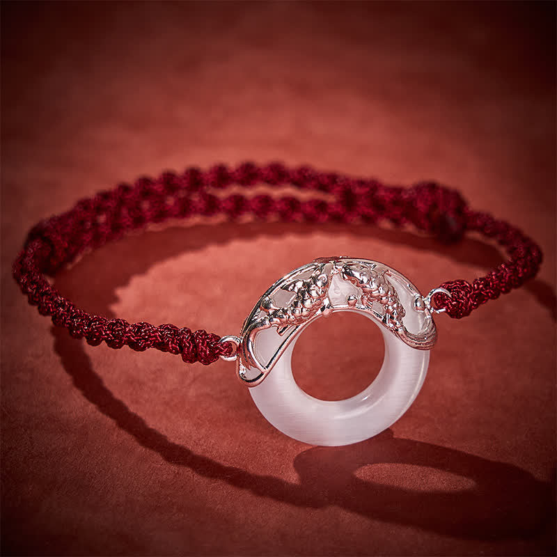 White Jade Koi Fish Wealth Red String Bracelet
