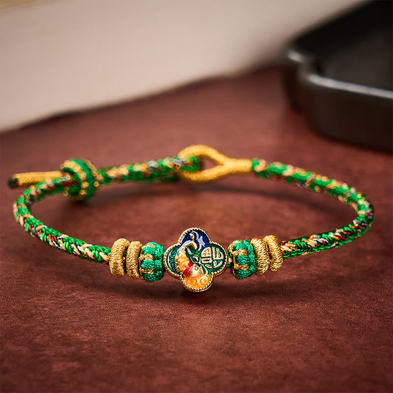 Hand-Woven Koi Fish Fu Character Success Rope Bracelet