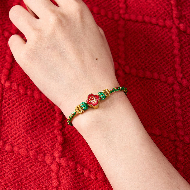 Hand-Woven Koi Fish Fu Character Success Rope Bracelet