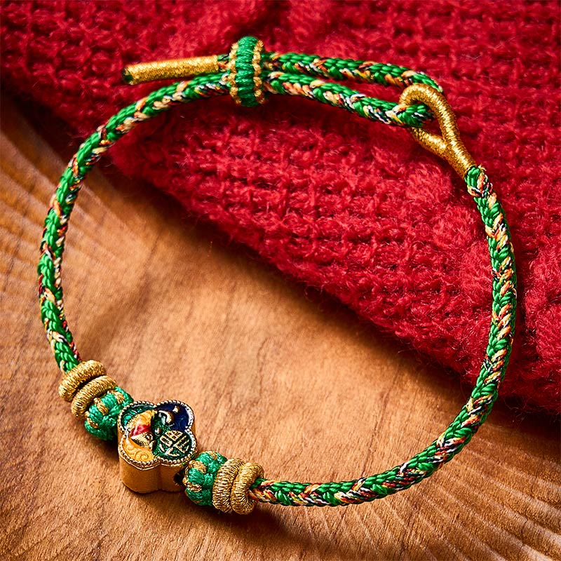 Hand-Woven Koi Fish Fu Character Success Rope Bracelet