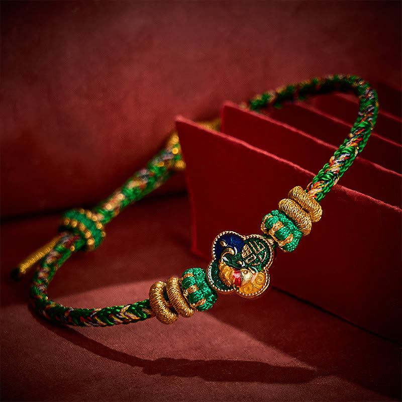 Hand-Woven Koi Fish Fu Character Success Rope Bracelet