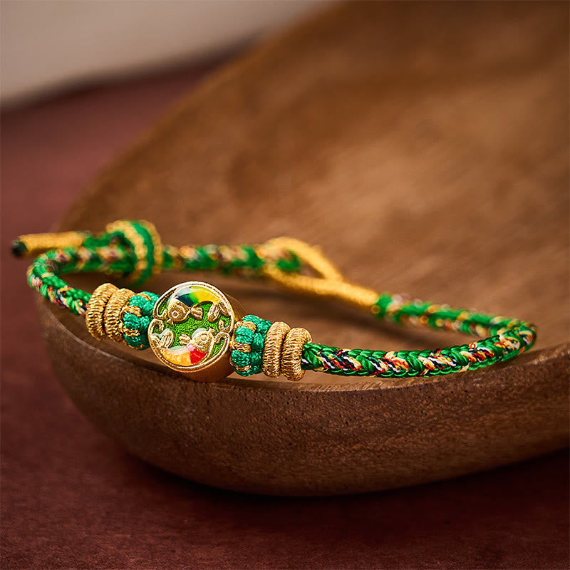 Hand-Woven String Double Koi Fish Protection Rope Bracelet