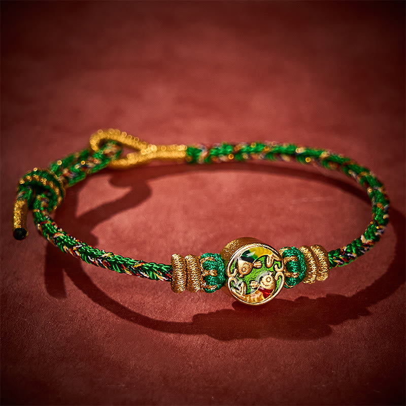Hand-Woven String Double Koi Fish Protection Rope Bracelet