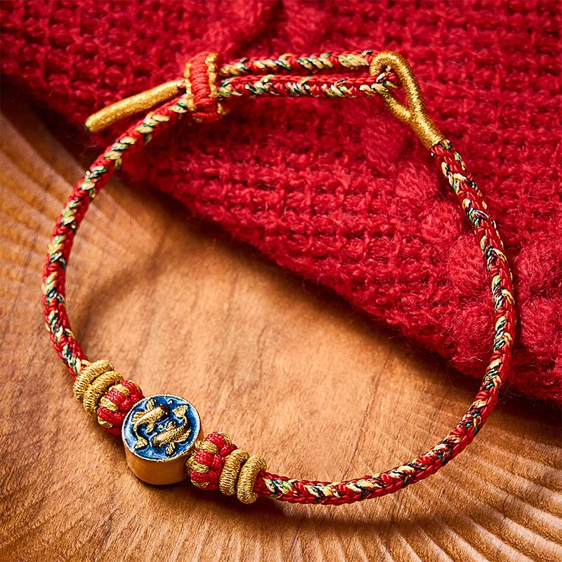Hand-Woven String Double Golden Koi Fish Strength Rope Bracelet
