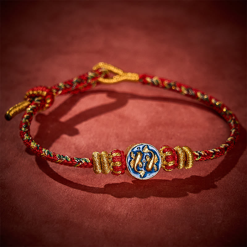 Hand-Woven String Double Golden Koi Fish Strength Rope Bracelet