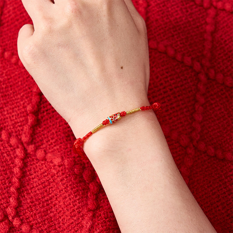 Hand-Woven Red String Luck Koi Fish Adjustable Copper Charm Bracelet