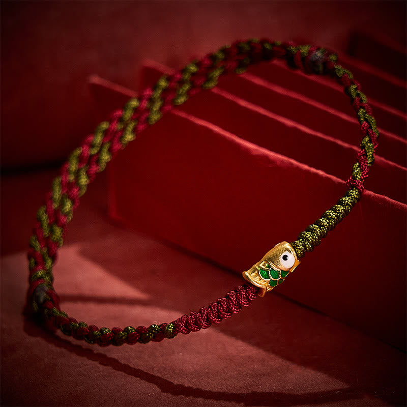 Braided Colorful Red Green String Koi Fish Luck Bracelet Anklet