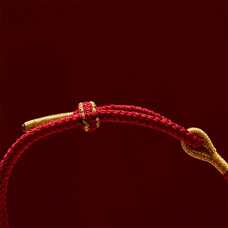 Hand-Woven Red String Sunflower Luck Bracelet