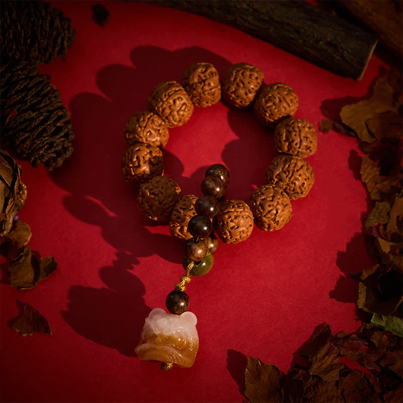 Vajra Seed Charcoal-Grilled Bodhi Lion Pendant Strength Tactile Meditation Beads Decorations