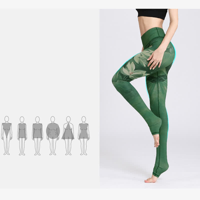 Lotus Flower Print Design Pants Sports Fitness Yoga Leggings Women's Yoga Pants