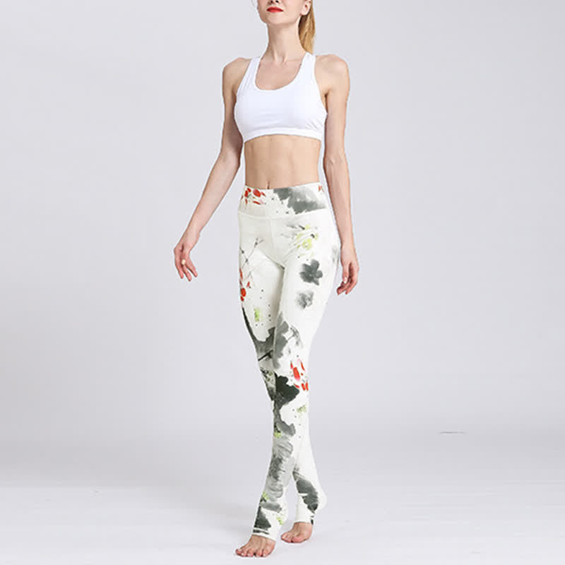 Lotus Flower Print Design Pants Sports Fitness Yoga Leggings Women's Yoga Pants