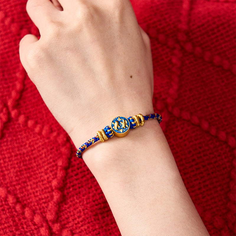 Hand-Woven String Double Golden Koi Fish Strength Rope Bracelet