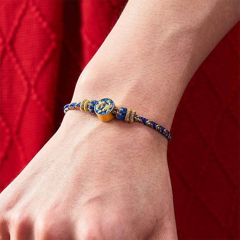 Hand-Woven String Double Golden Koi Fish Strength Rope Bracelet