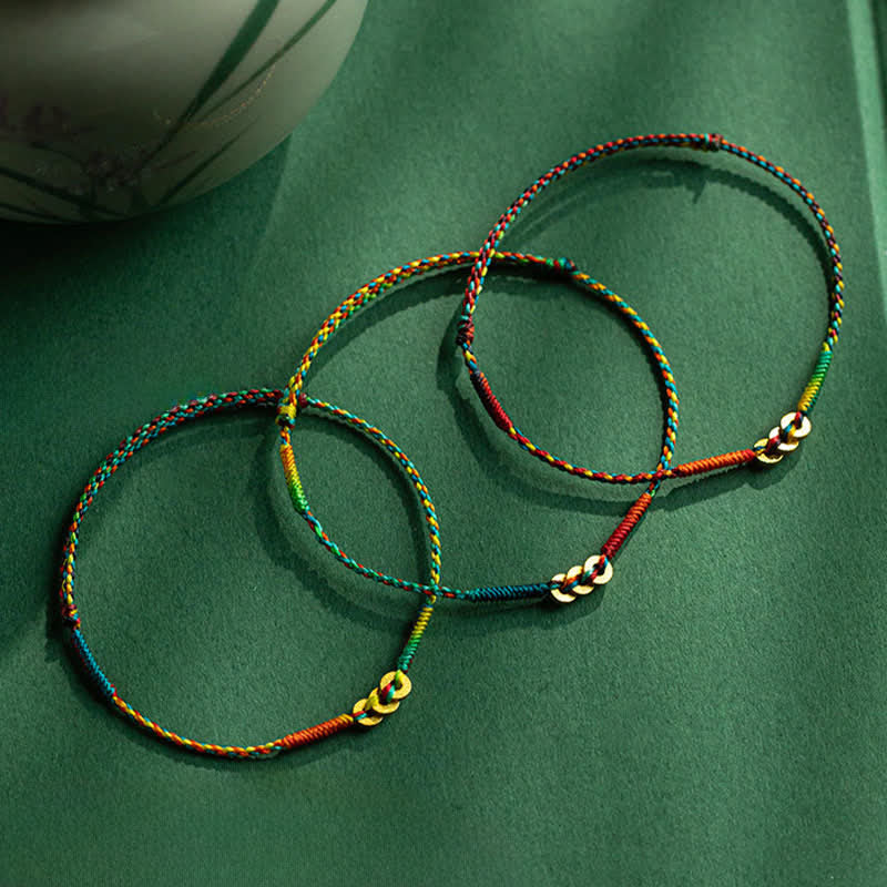 Copper Coins Hand-Woven Red Multicolor String Luck Bracelet