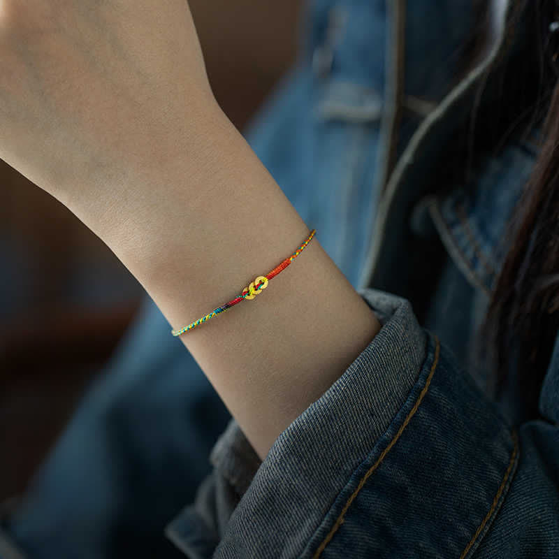 Copper Coins Hand-Woven Red Multicolor String Luck Bracelet