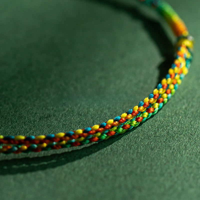 Copper Coins Hand-Woven Red Multicolor String Luck Bracelet