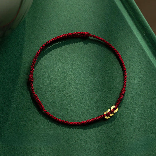 Copper Coins Hand-Woven Red Multicolor String Luck Bracelet