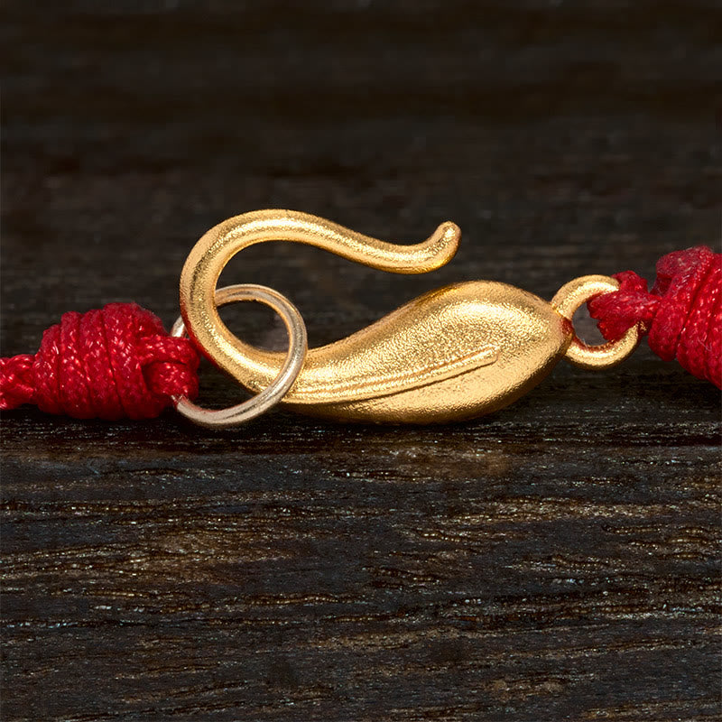 Hetian Jade Peace Buckle Koi Fish Clasp Red String Lucky Bracelet