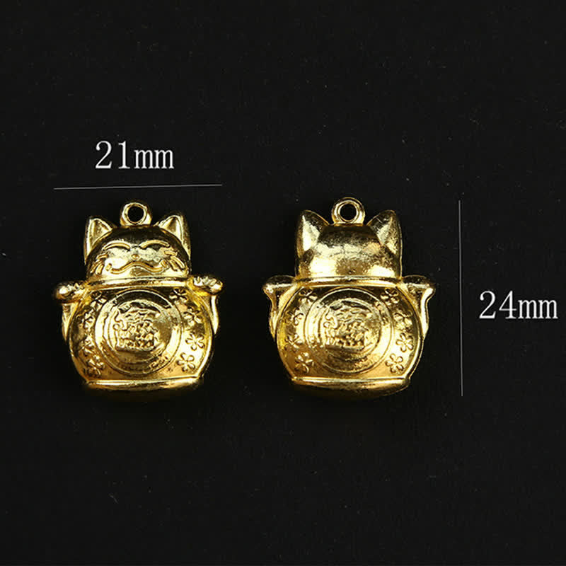 Copper Lucky Cat Chinese Coin Gourd Pi Xiu Braided Keychains