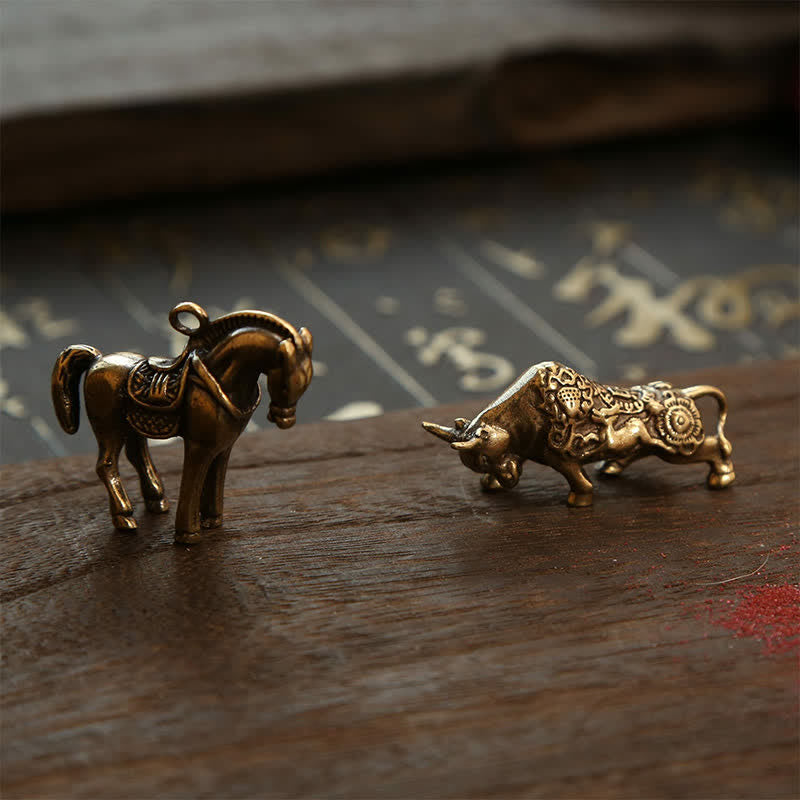 Copper Chinese Zodiac Five Emperor Coins Gourd Wealth Keychains