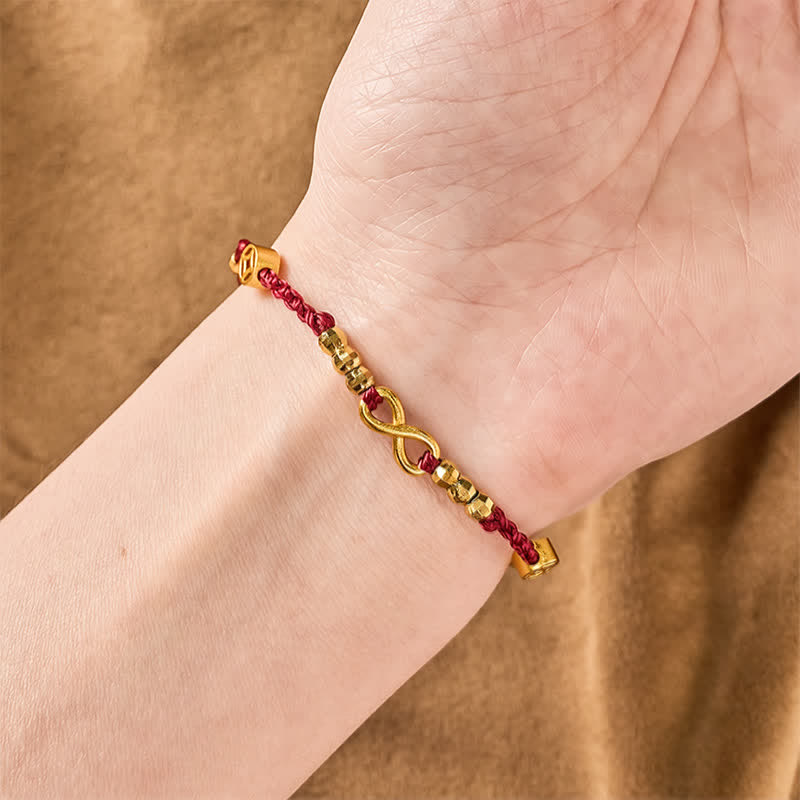 Braided Red String Chinese Coin Infinity Symbol Faith Bracelet