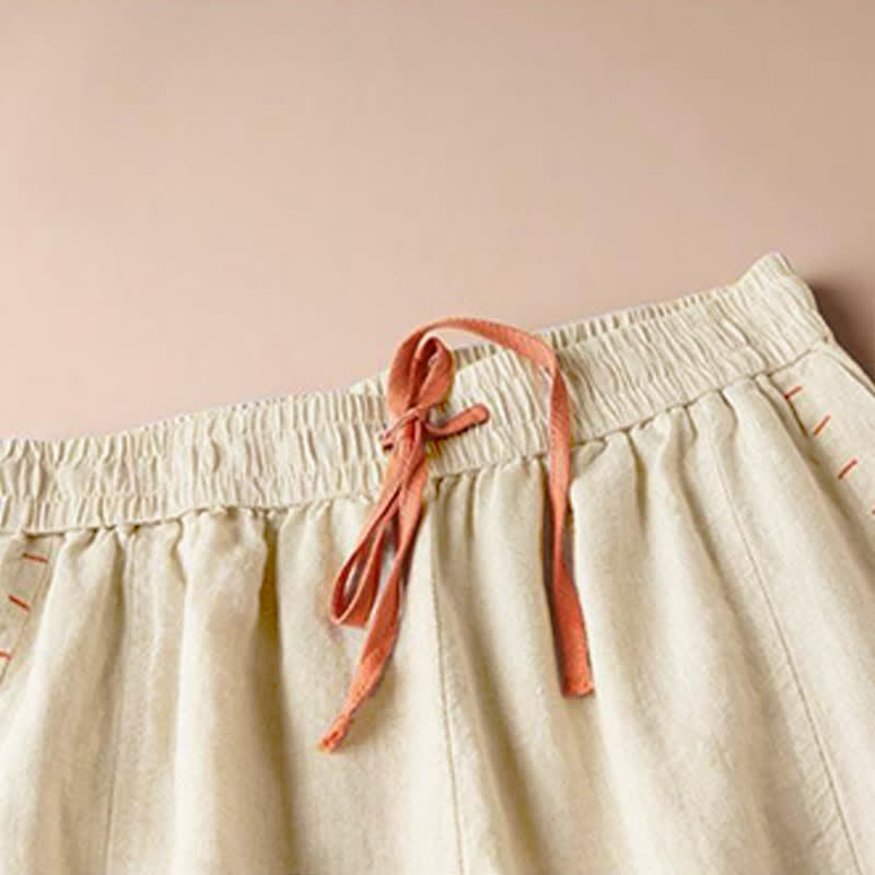 Casual Slit Hem Women's 7-8 Length Wide Leg Pants With Pockets