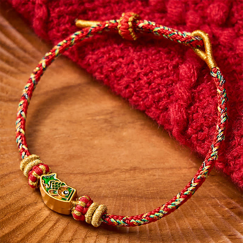 Hand-Woven String Koi Fish Strength Rope Bracelet
