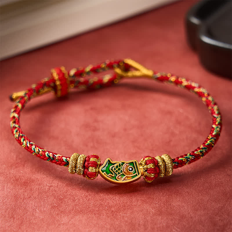 Hand-Woven String Koi Fish Strength Rope Bracelet
