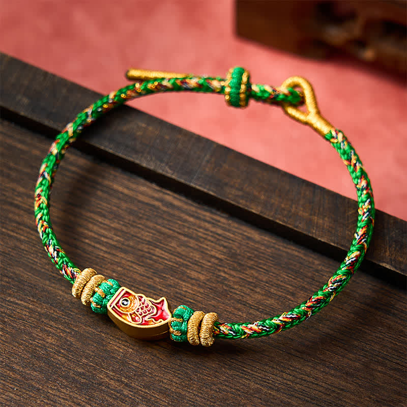 Hand-Woven String Koi Fish Strength Rope Bracelet