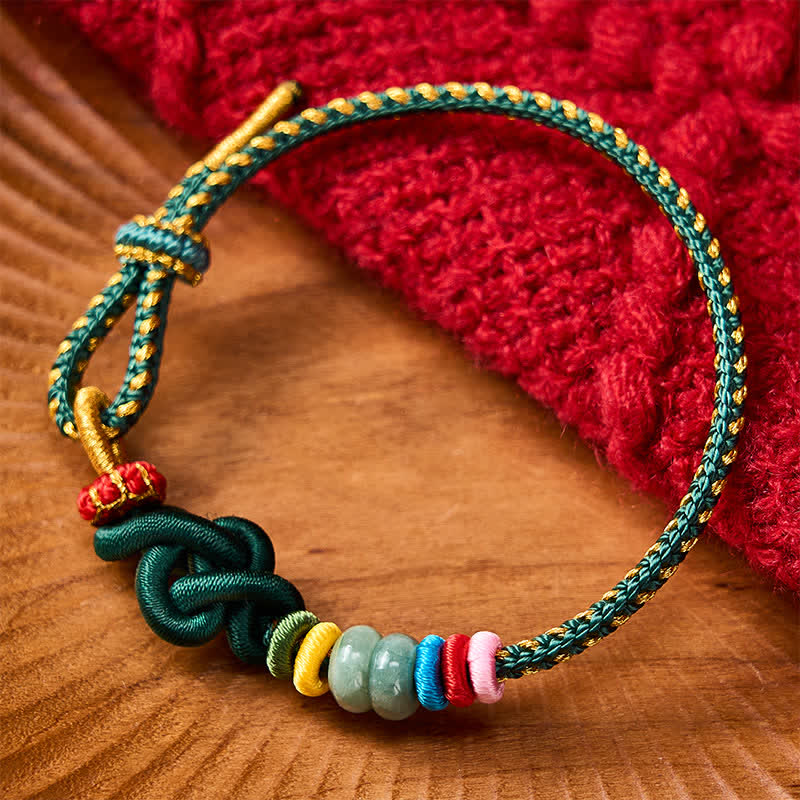 Hand-Woven Chinese Knotting Luck Jade String Bracelet