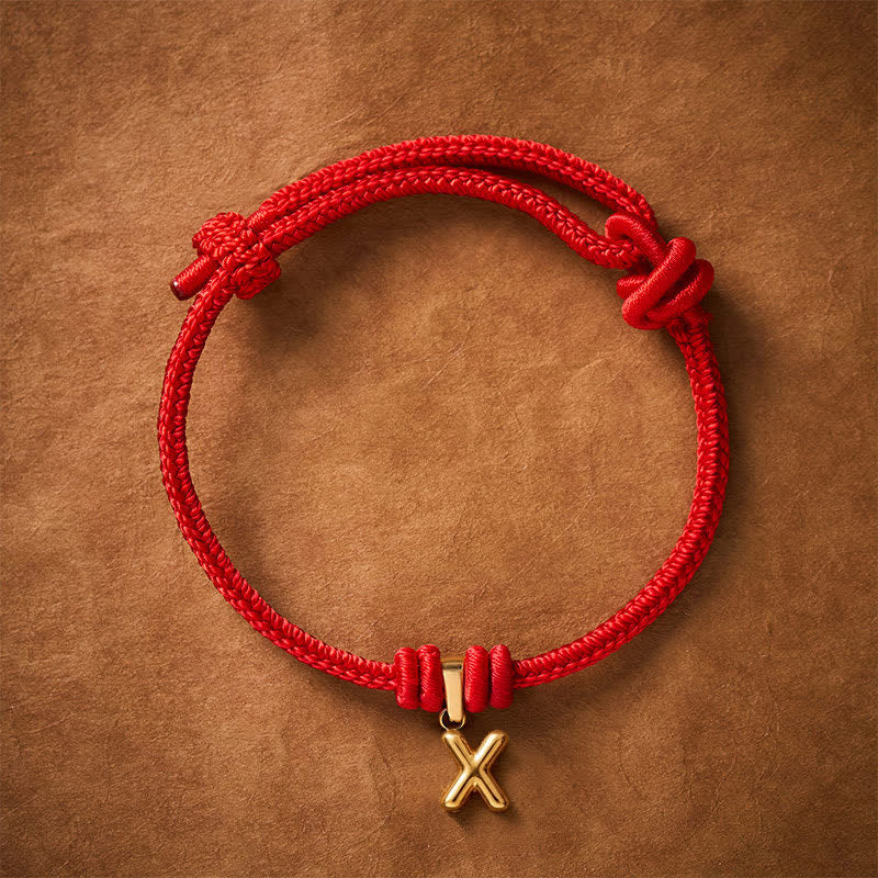 Titanium Steel Letter Red String Faith Bracelet