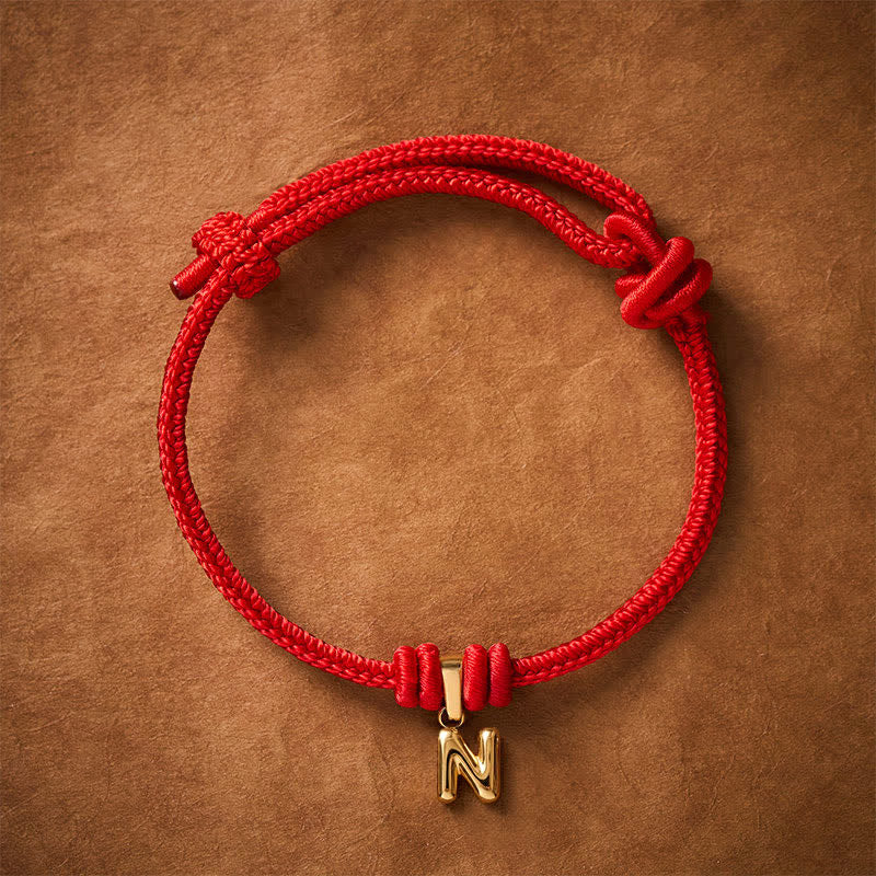 Titanium Steel Letter Red String Faith Bracelet