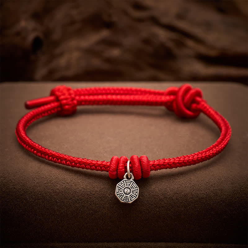 925 Sterling Silver Bagua Red String Connection Bracelet