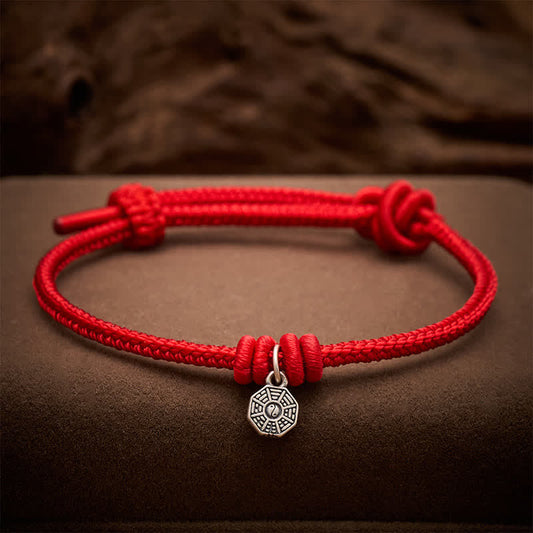 925 Sterling Silver Bagua Red String Connection Bracelet