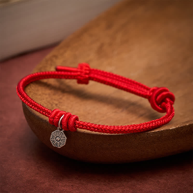 925 Sterling Silver Bagua Red String Connection Bracelet