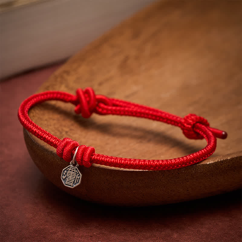 925 Sterling Silver Bagua Red String Connection Bracelet