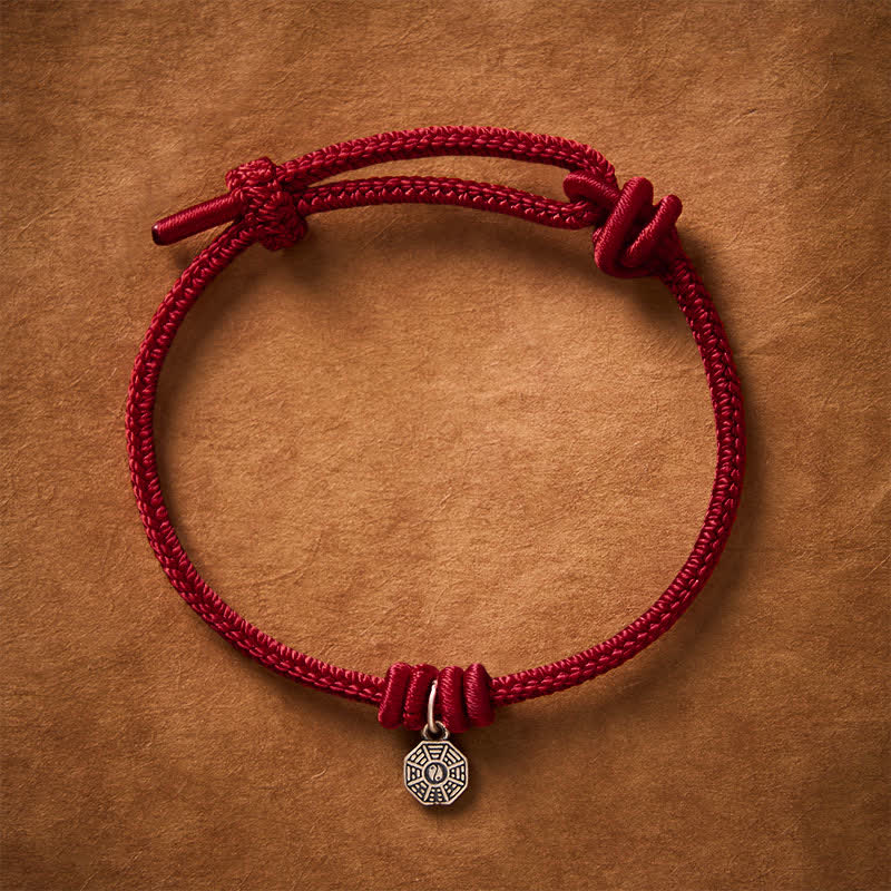 925 Sterling Silver Bagua Red String Connection Bracelet