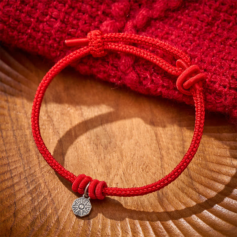 925 Sterling Silver Bagua Red String Connection Bracelet